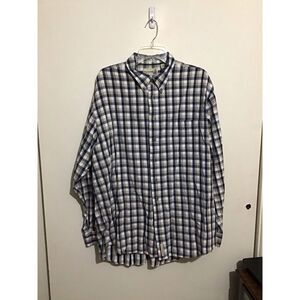 Field Master Button Up Shirt Mens‎ XLT Long Sleeve Plaid Blue Beige